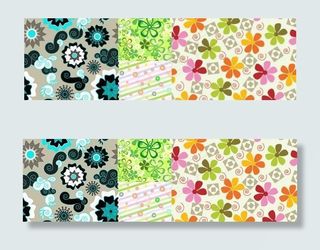 4款清新活泼的花卉背景矢量素...