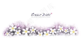 小白花与紫色颓废背景PSD分