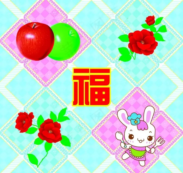 福禄兔子图片psd模版下载