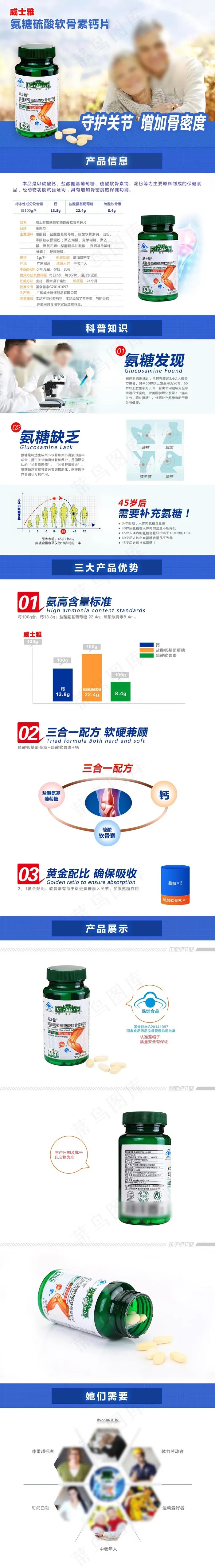 氨糖硫酸软骨素钙片详情页图片(1030X7500(DPI:72))psd模版下载