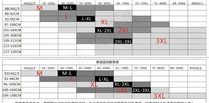 尺码表图片psd模版下载