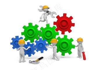 3D小人团队合作概念图片
