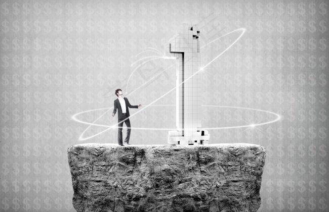 商业经营概念 灰色背景 数字1