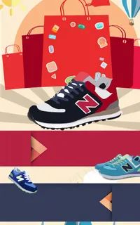 牛b鞋扁平化移动电商海报模板图片