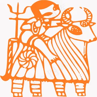 新春生肖剪纸牛矢量图