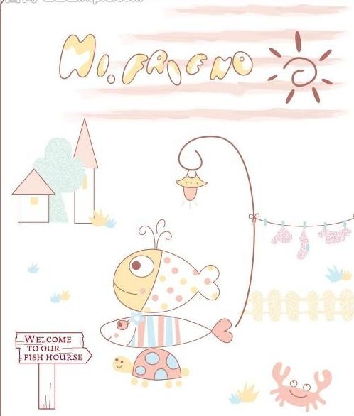 卡通鱼 矢量素材图片