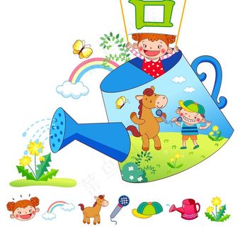 洒水壶里的小孩图片
