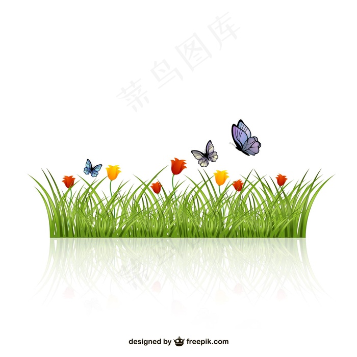 带蝴蝶的草叶子