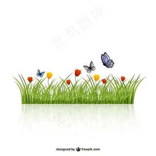 带蝴蝶的草叶子