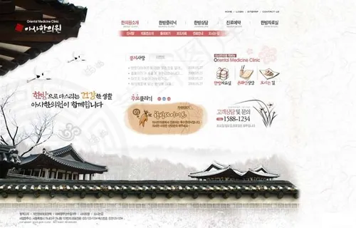 古典屋檐中医养生网页模板