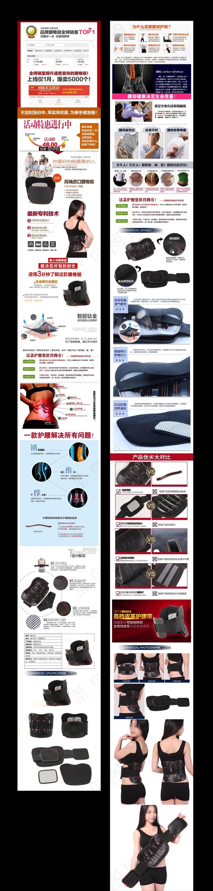 淘宝护腰详情页细节描述图腰椎挺(790X15531(DPI:72))psd模版下载