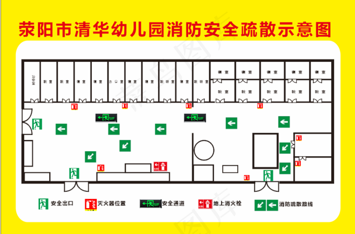 幼儿 园安全疏散示意图cdr矢量模版下载