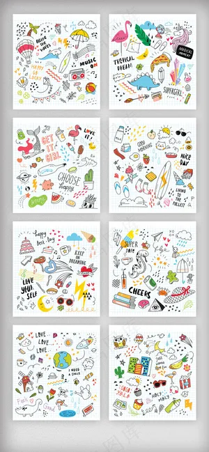 2018手绘涂鸦可爱装饰图标