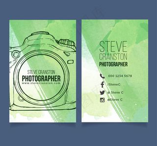 手绘照相机摄影师名片矢量图