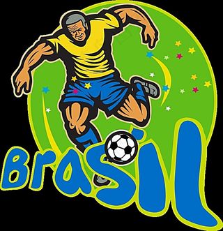 踢球的男人卡通世界杯海报