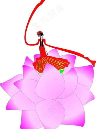 荷花上跳舞的美女图片