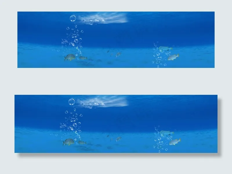 蓝色海洋海底清新背景banner　