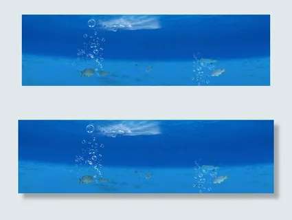 蓝色海洋海底清新背景banner　