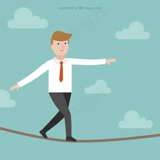 商人走在钢丝上