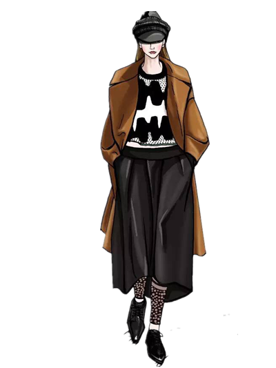 女装时尚模特免扣人物元素PNG素材