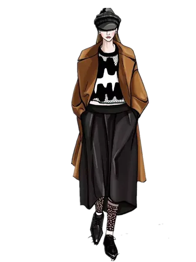 女装时尚模特免扣人物元素PNG素材