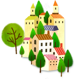 手绘卡通房子PNG免扣素材