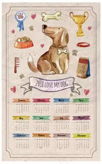 2018年狗年小狗年历展板挂画