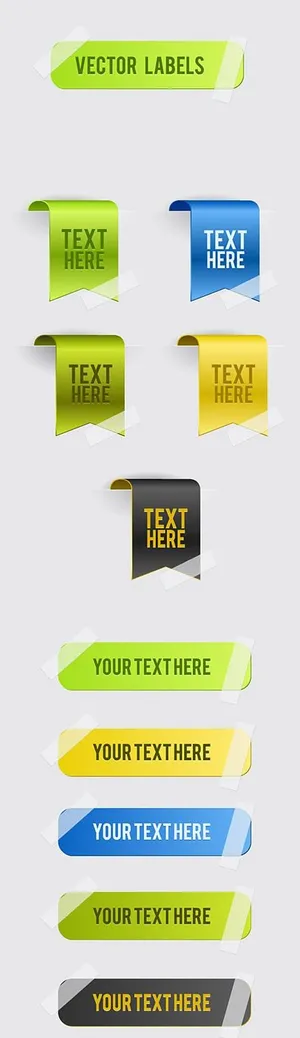彩色包角标签贴纸矢量