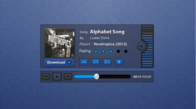 精致播放器psd分层素材psd模版下载