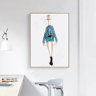 现代简约抽象服装设计装饰画