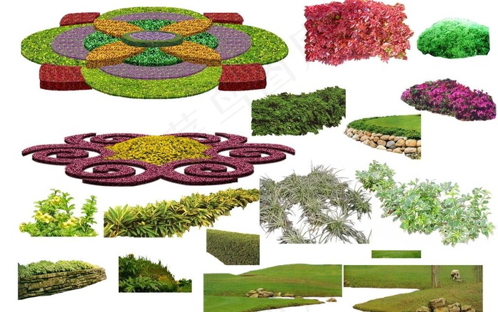 园林景观花草树林鸟瞰透视效果图ps...(5906X4026(DPI:200))psd模版下载