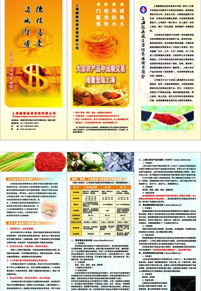 投资公司三折页图片cdr矢量模版下载