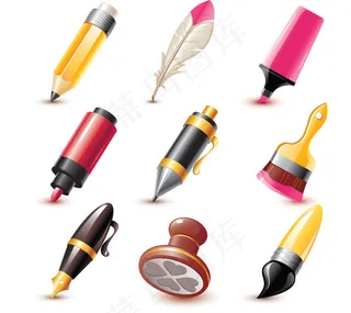 多款书写工具矢量素材