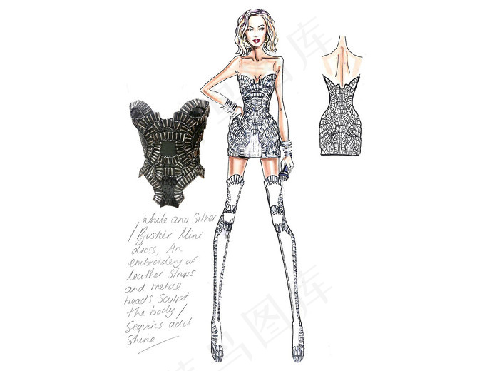 抹胸紧身裙设计图