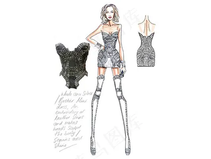 抹胸紧身裙设计图