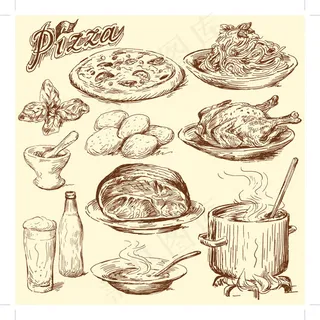 特色吃手绘矢量素材