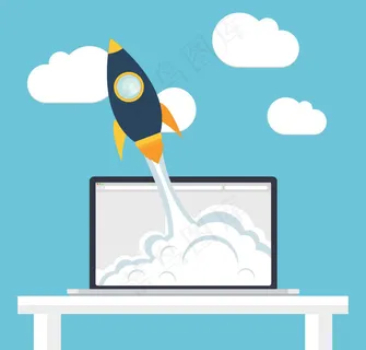 冲出电脑屏幕的火箭