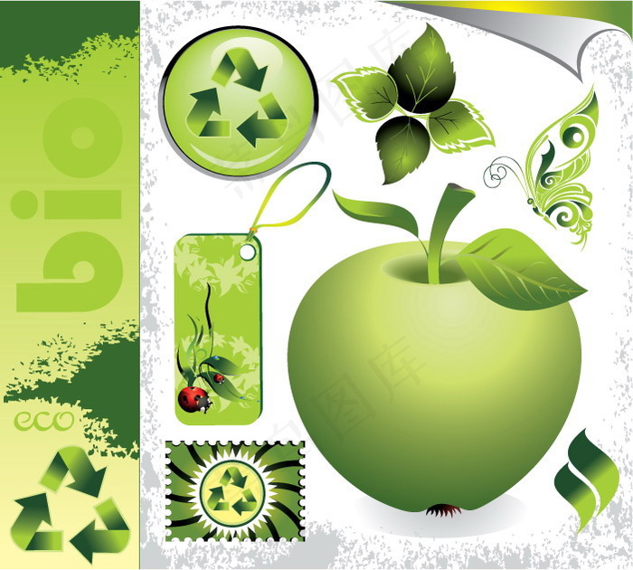 矢量绿色元素环保设计素材