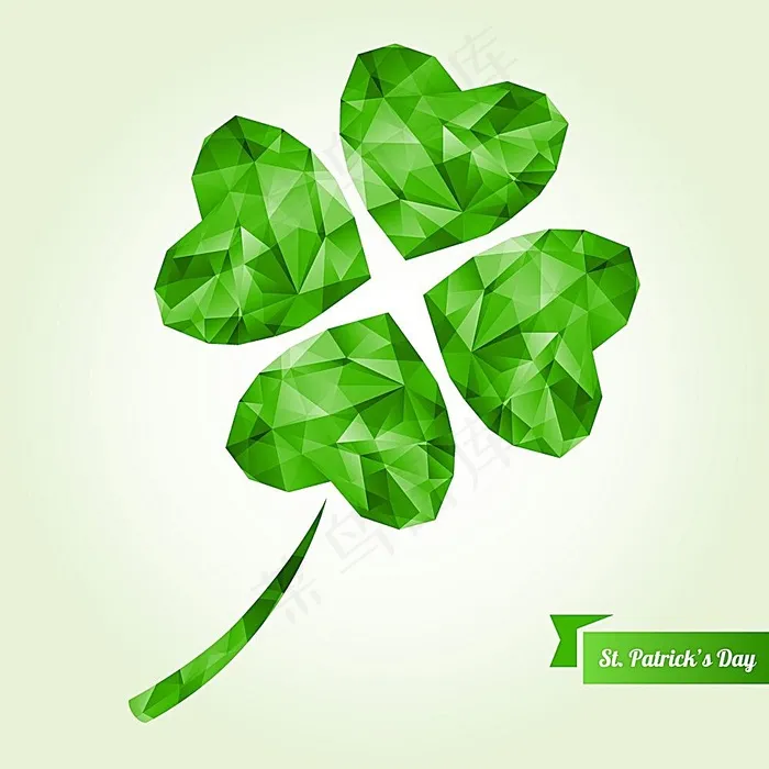 4叶草低聚设计eps,ai矢量模版下载