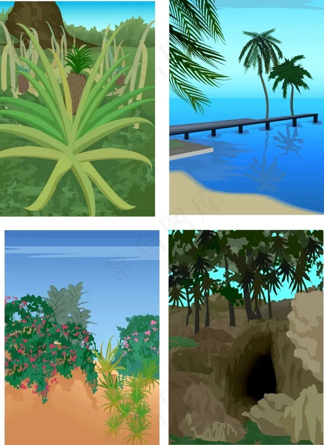 树的景色ai矢量模版下载