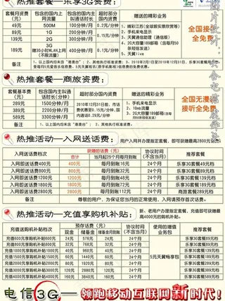 电信3g套餐偷菜版宣传彩页背面图片