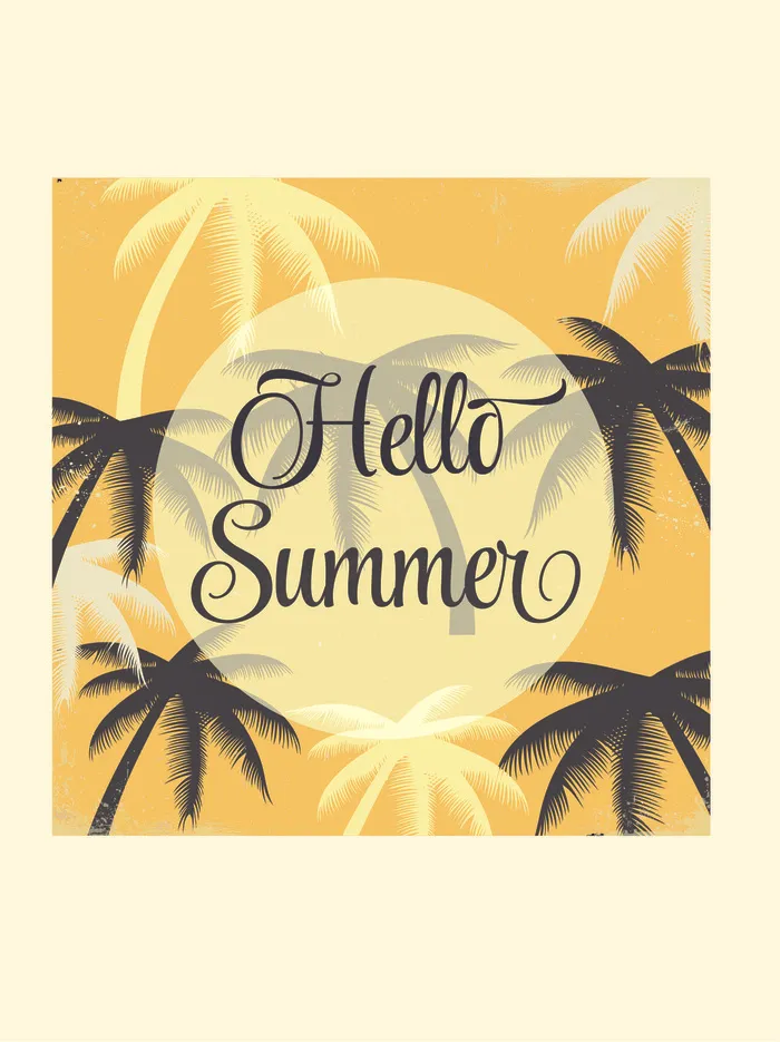 热带雨林元素扁平插画