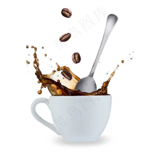 白色杯咖啡溢出图片