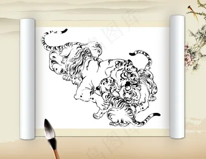 百虎装饰画PSD源文件