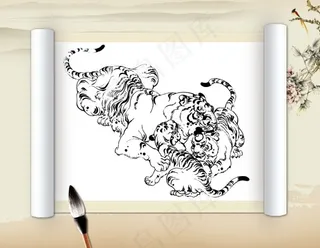 百虎装饰画PSD源文件