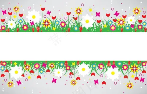 梦幻绿草鲜花蝴蝶图片