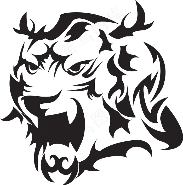 老虎头部落矢量元素eps,ai矢量模版下载