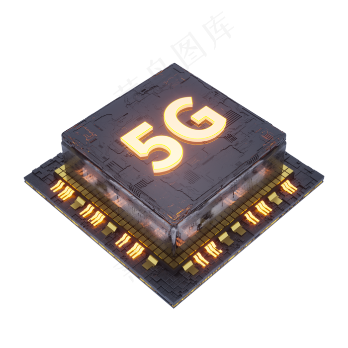 C4D酷炫5G芯片,免抠元素