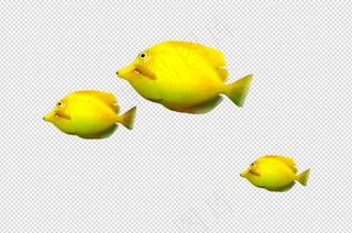 卡通手绘插画黄色热带鱼免扣PNG素...
