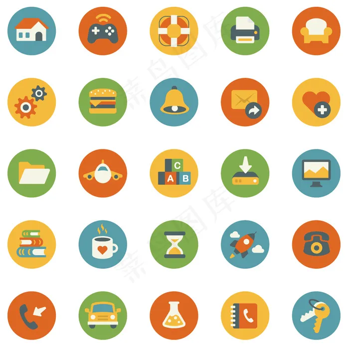 彩色矢量扁平风格图标ai矢量模版下载